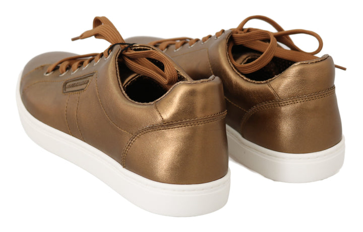 Gold Leder Herren Casual Turnschuhe