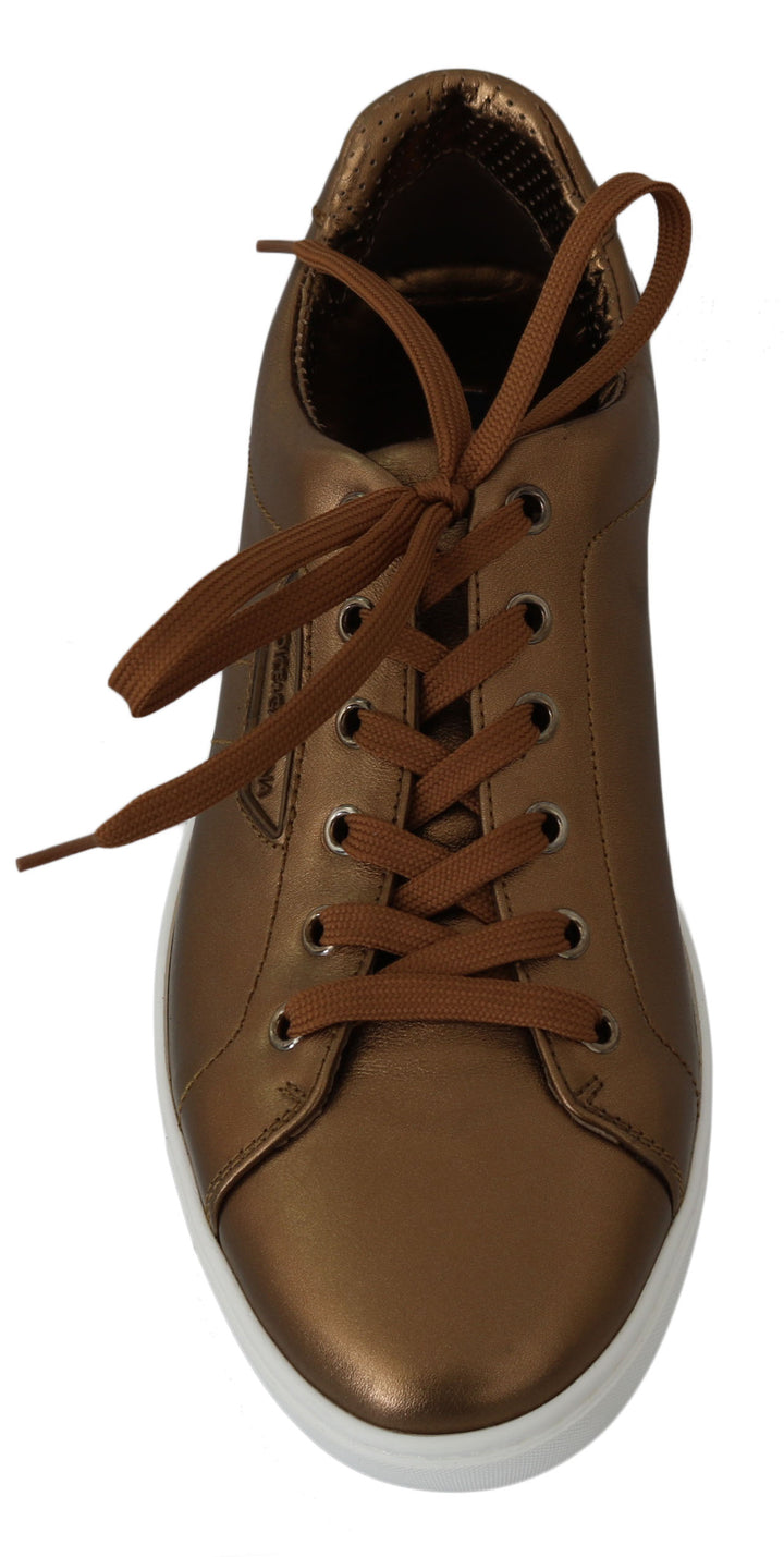 Gold Leder Herren Casual Turnschuhe