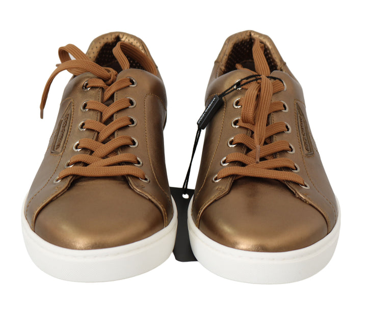 Gold Leder Herren Casual Turnschuhe