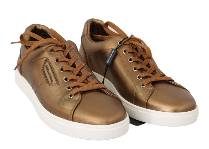 Gold Leder Herren Casual Turnschuhe