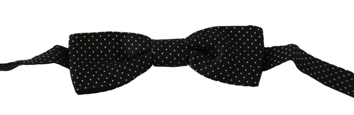 Elegant black dotted silk bow tie