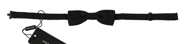 Elegant black dotted silk bow tie