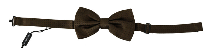Braun Polka Dots Seide Einstellbare Hals Papillon Männer Fliege