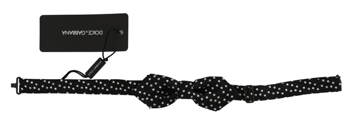 Elegant black dotted silk bow tie