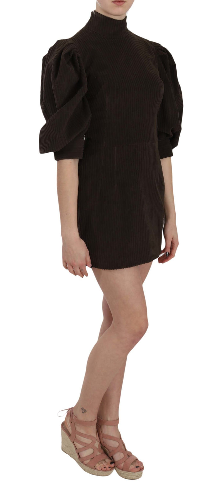 Braunes Kord-Bodycon-Minikleid aus Baumwolle
