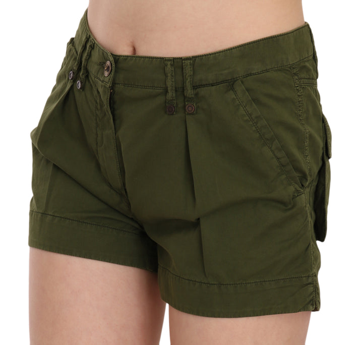 Grüne Mini-Shorts mit mittlerer Taille aus 100% Baumwolle