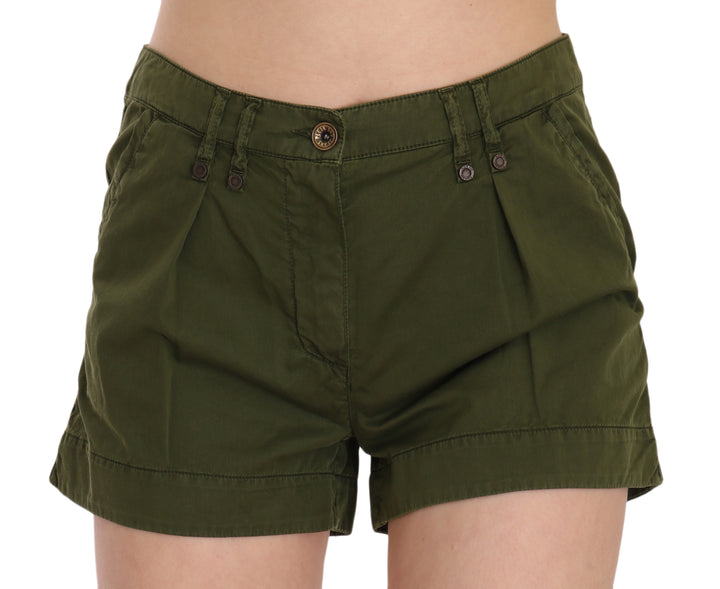 Grüne Mini-Shorts mit mittlerer Taille aus 100% Baumwolle