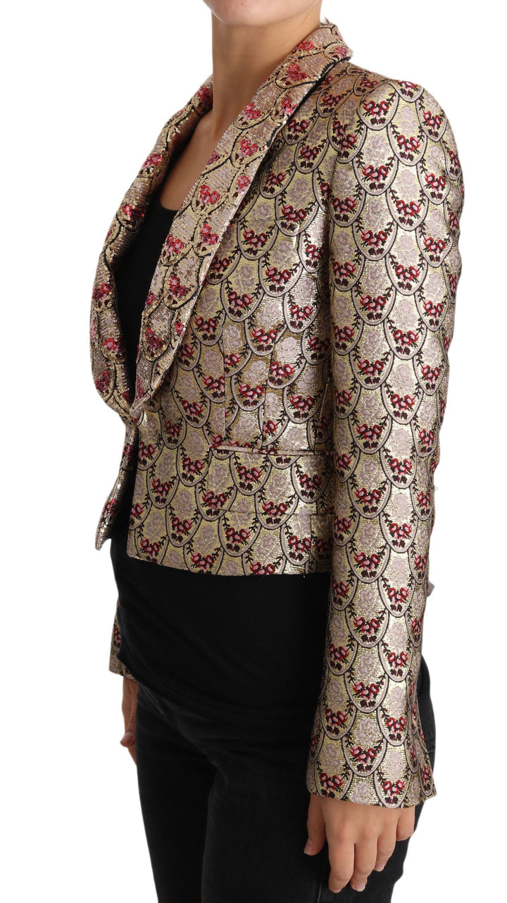 Gold Floral Pailletten Blazer Mantel Jacke