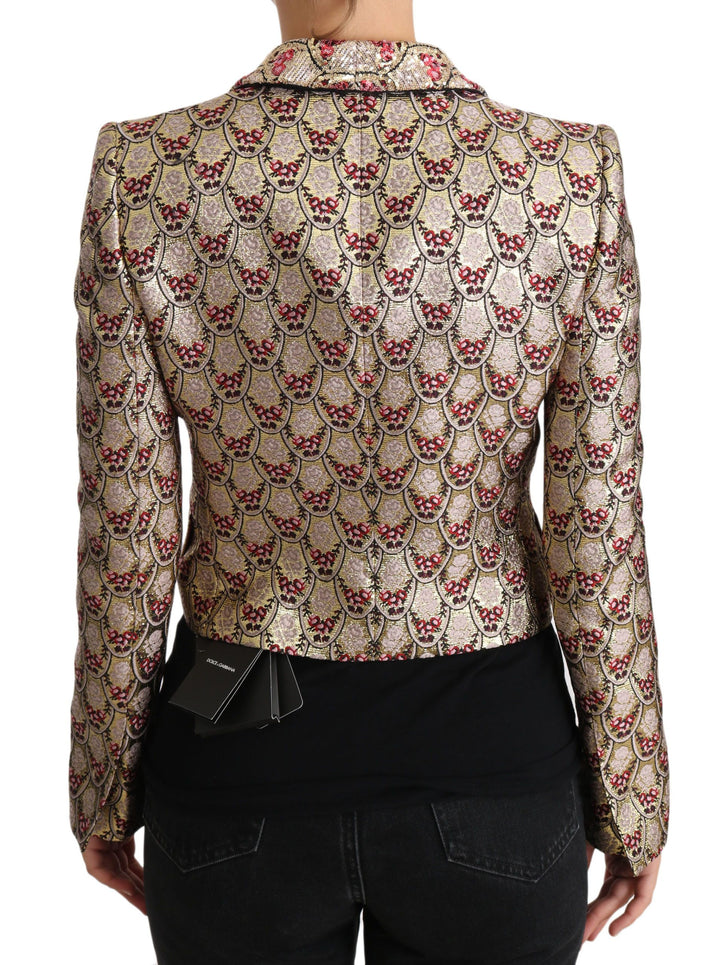 Gold Floral Pailletten Blazer Mantel Jacke