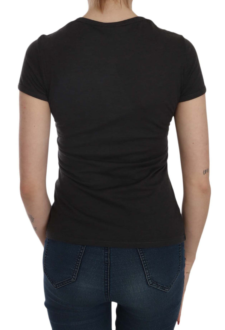 Black hearts print round neck blouse