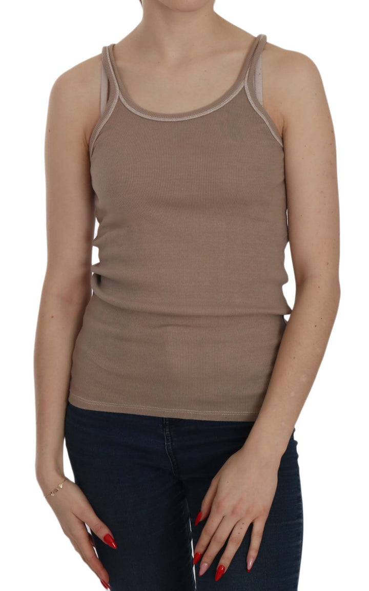 Braune ärmellose Spaghetti-Träger-Tankbluse
