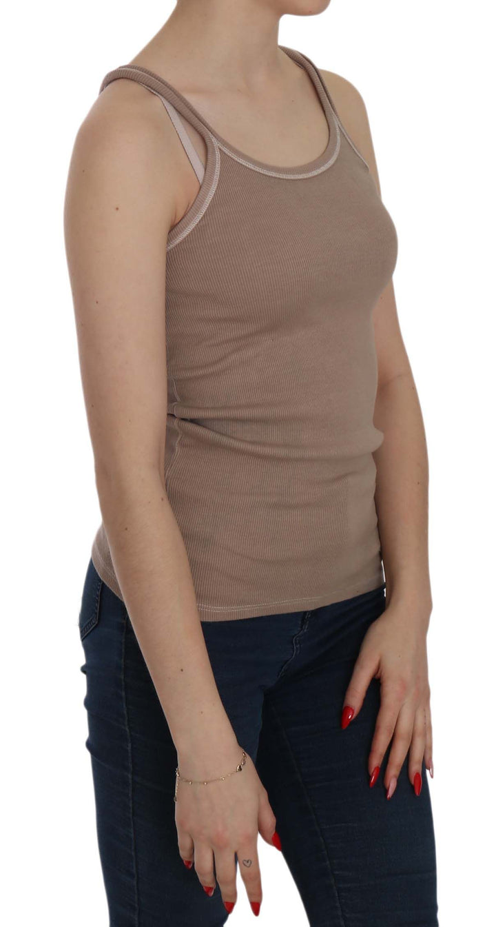 Braune ärmellose Spaghetti-Träger-Tankbluse