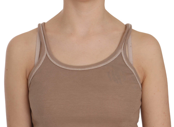 Braune ärmellose Spaghetti-Träger-Tankbluse