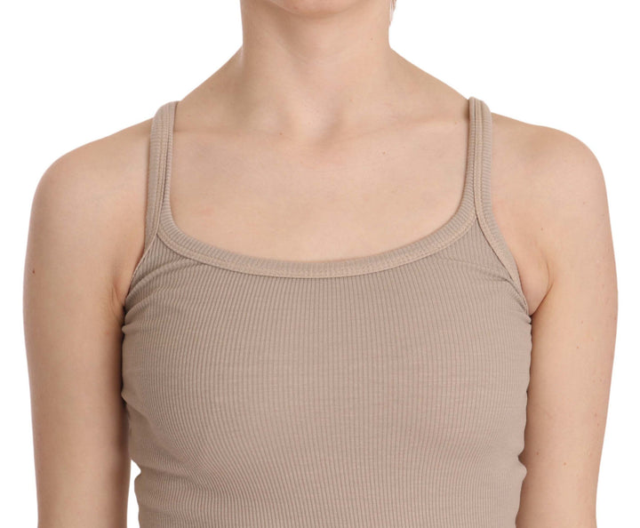 Braunes ärmelloses Spaghetti-Träger-Top Bluse