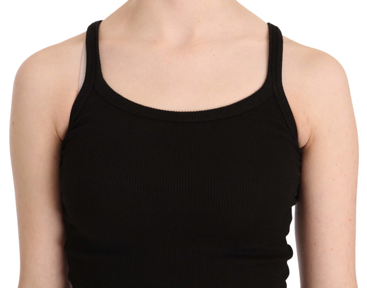 Schwarze ärmellose Spaghetti-Träger-Bluse