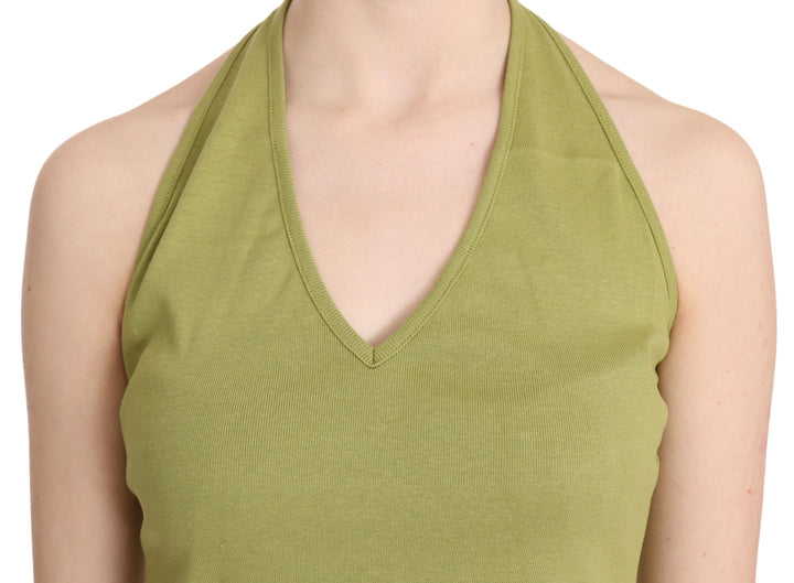 Grüner Halter Baumwolle ärmelloses lässiges Tanktop Bluse