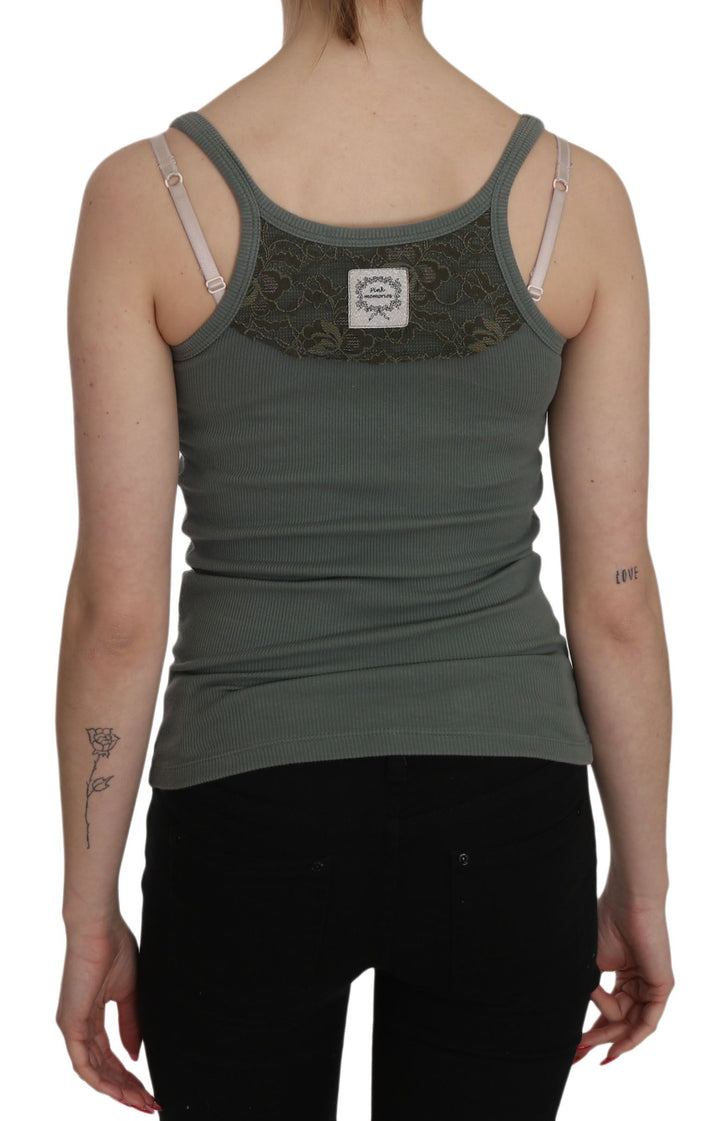 Grüner Spaghetti-Träger Slim Fit Casual Tank Top Bluse