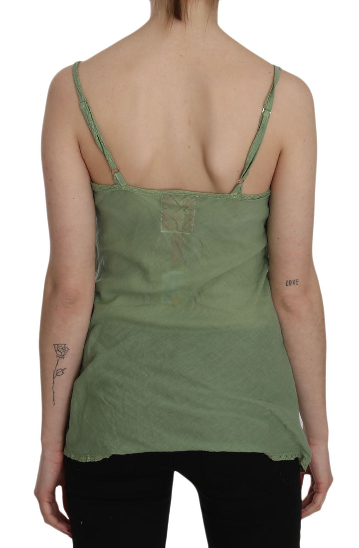 Grünes Seiden-Spaghettiträger-Tank-Top Bluse