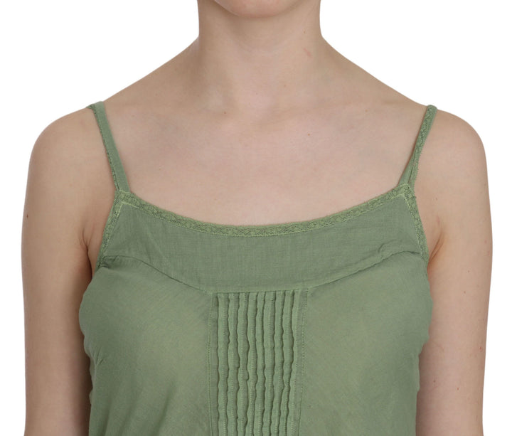 Grünes Seiden-Spaghettiträger-Tank-Top Bluse