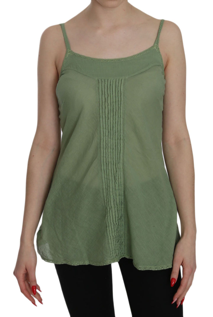 Grünes Seiden-Spaghettiträger-Tank-Top Bluse