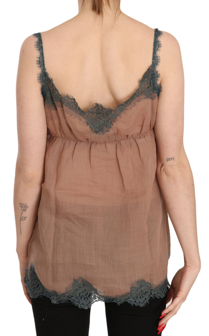 Braunes Spaghetti-Träger-Tank-Top Bluse