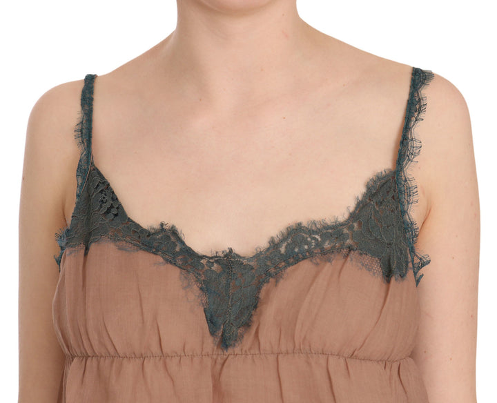 Braunes Spaghetti-Träger-Tank-Top Bluse