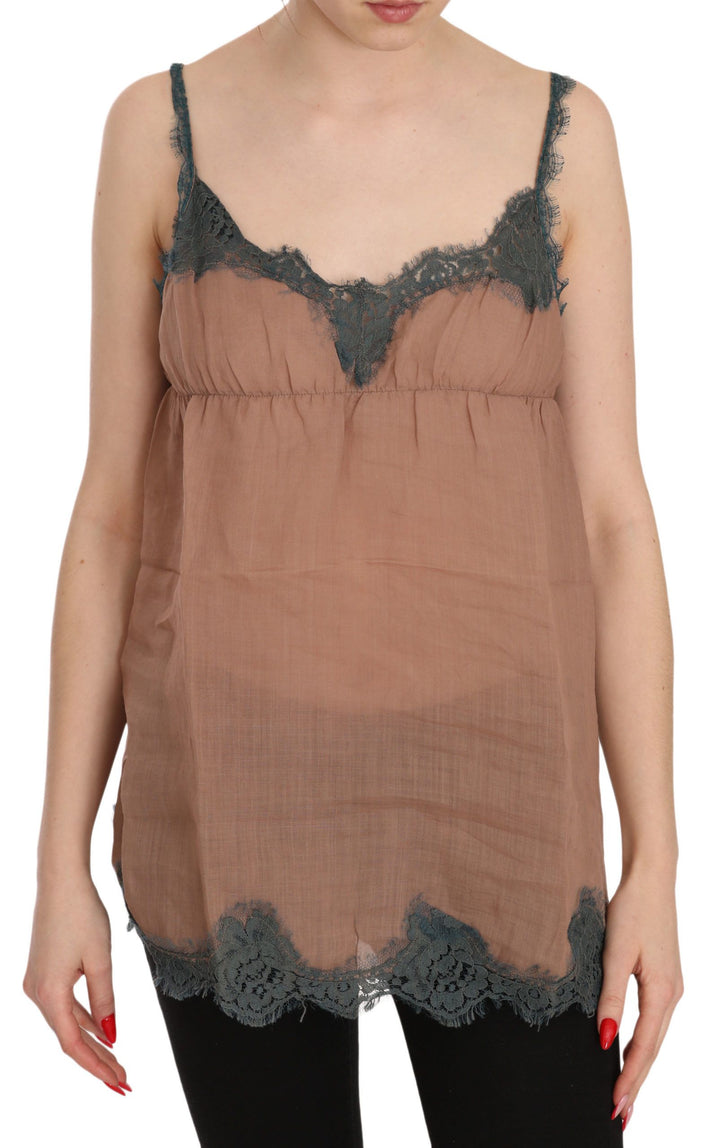 Braunes Spaghetti-Träger-Tank-Top Bluse