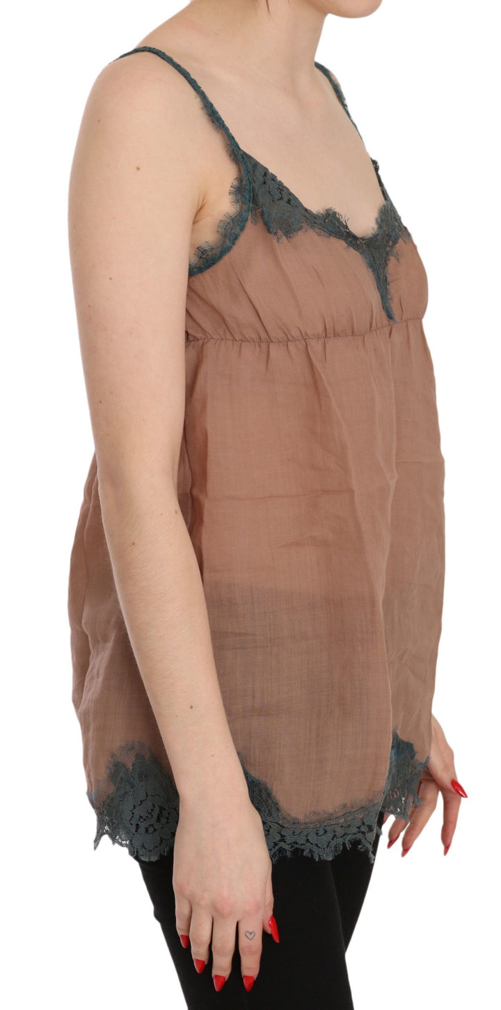 Braunes Spaghetti-Träger-Tank-Top Bluse