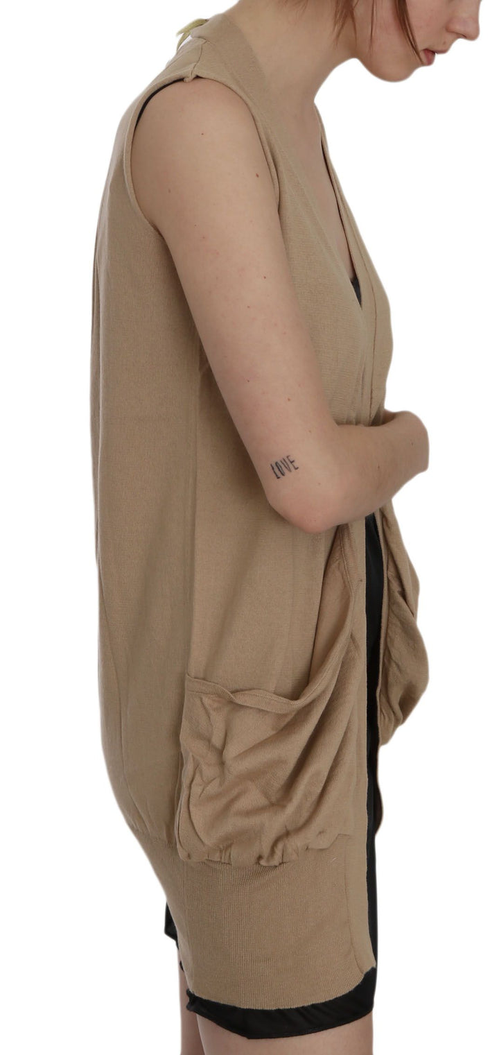 Braunes ärmelloses Cardigan-Top aus 100% Baumwolle Weste