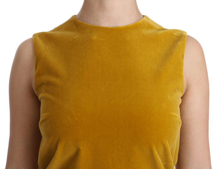 Senfgelbes Stretch-Minikleid aus Samt
