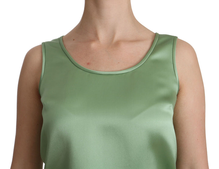 Grünes ärmelloses Top aus 100% Seide Tank Bluse