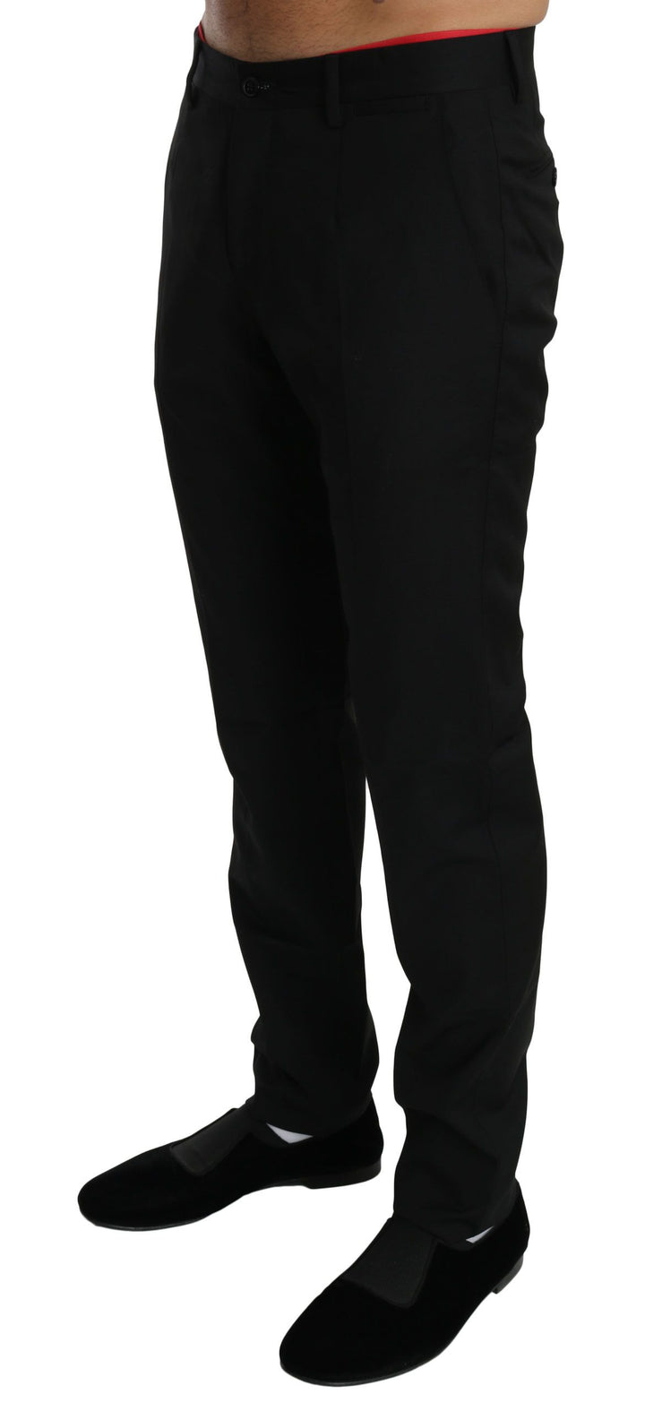 Elegant black wool dress trousers