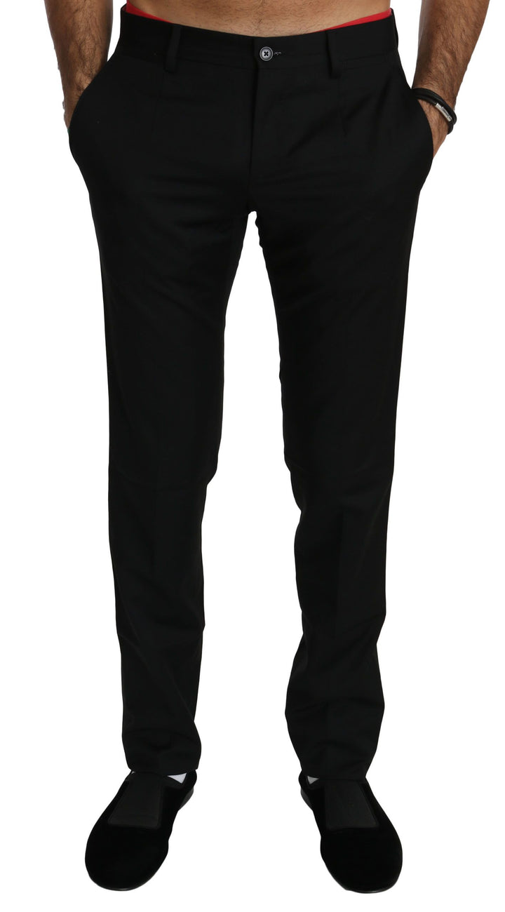Elegant black wool dress trousers