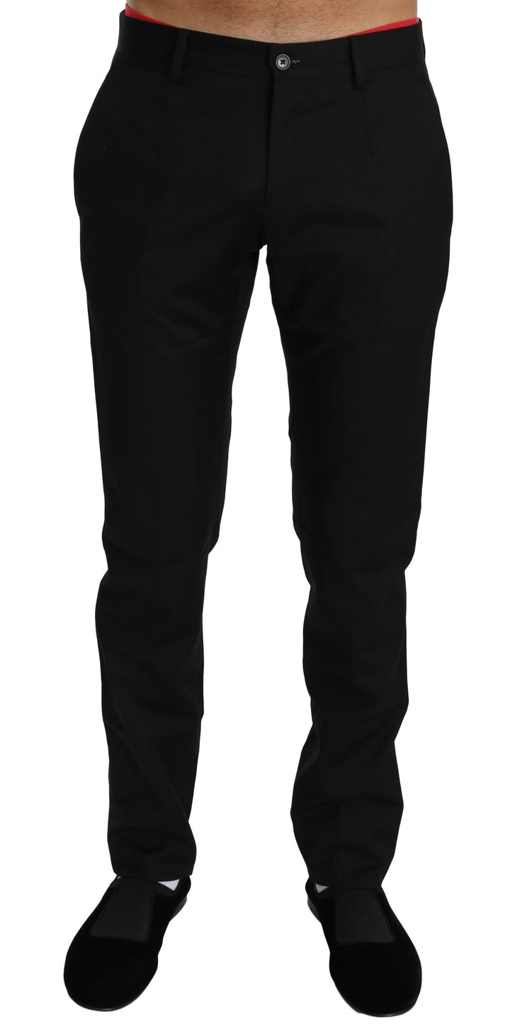 Elegant black wool dress trousers