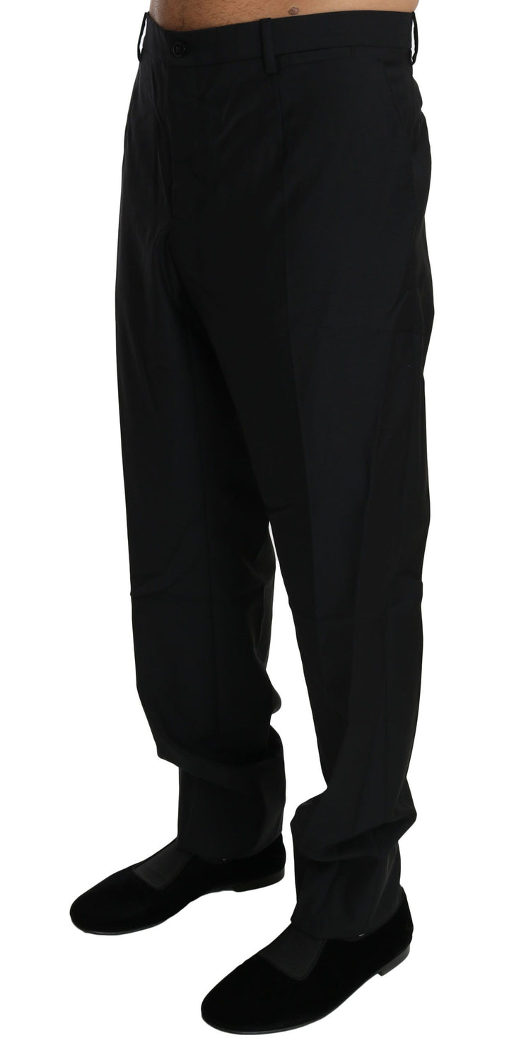 Elegant black virgin wool dress trousers