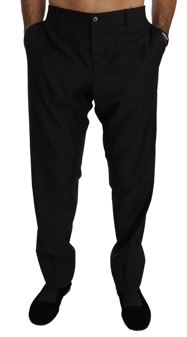 Elegant black virgin wool dress trousers