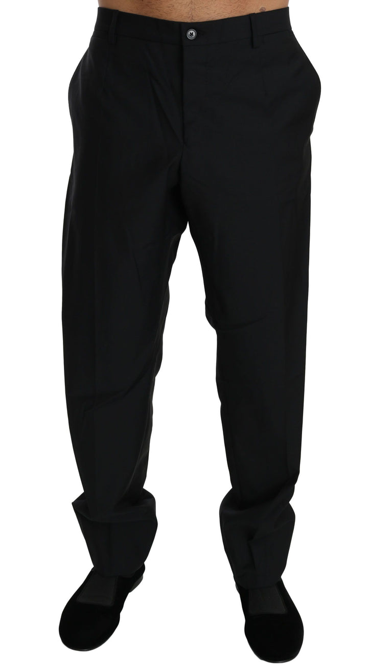Elegant black virgin wool dress trousers