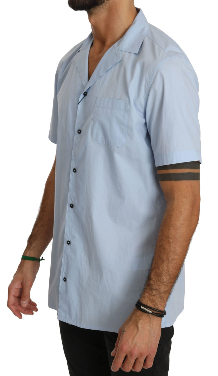 Elegant blue cotton casual shirt