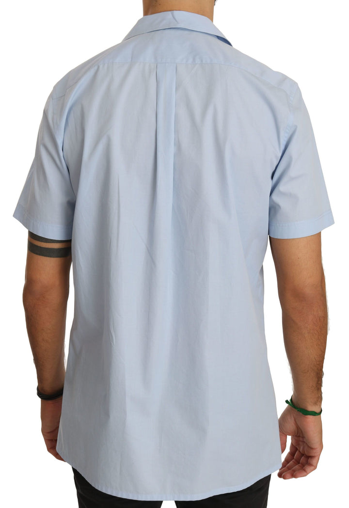 Elegant blue cotton casual shirt