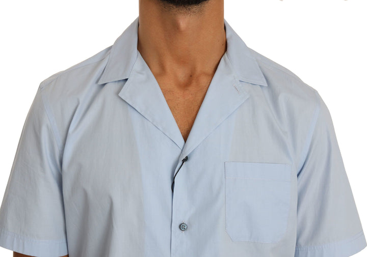 Elegant blue cotton casual shirt