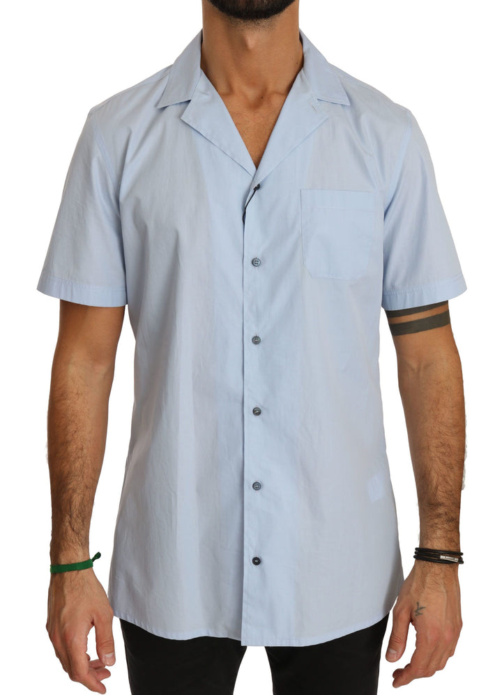 Elegant blue cotton casual shirt