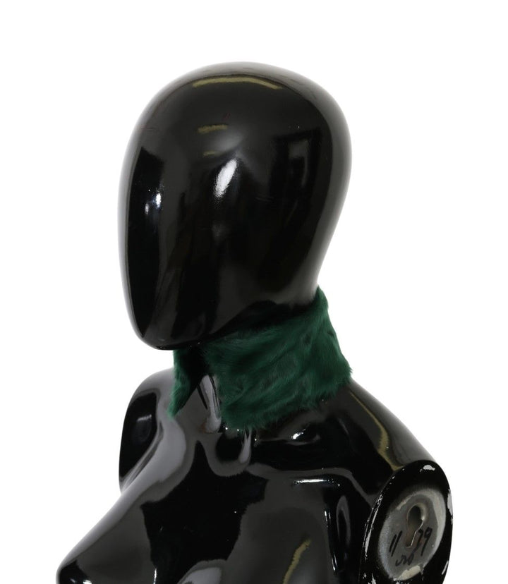 Grüner Pelzkragen Wickel-Lammfellschal