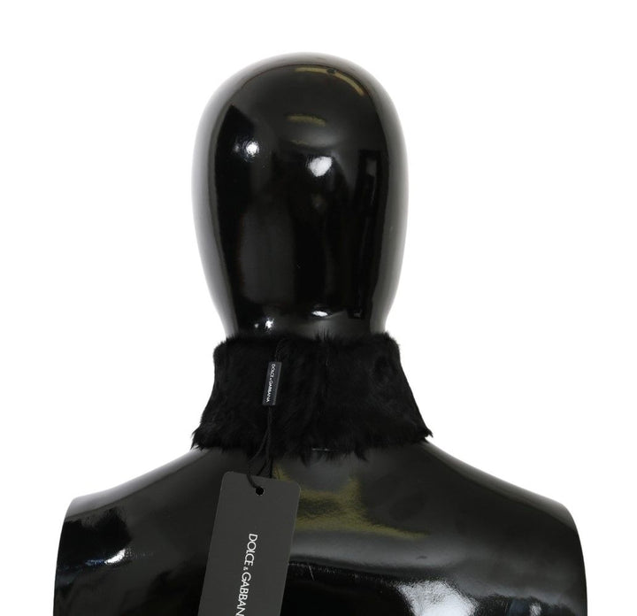 Elegant black lambskin scarf