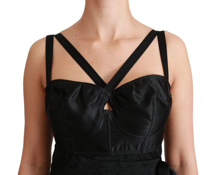 Elegant black jacquard sheath dress