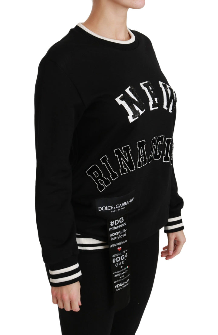 Chic black cotton sweater with sequins