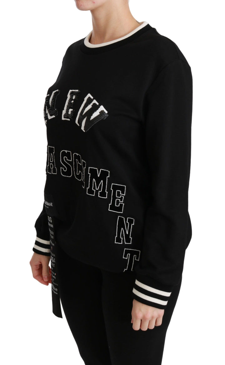 Chic black cotton sweater with sequins