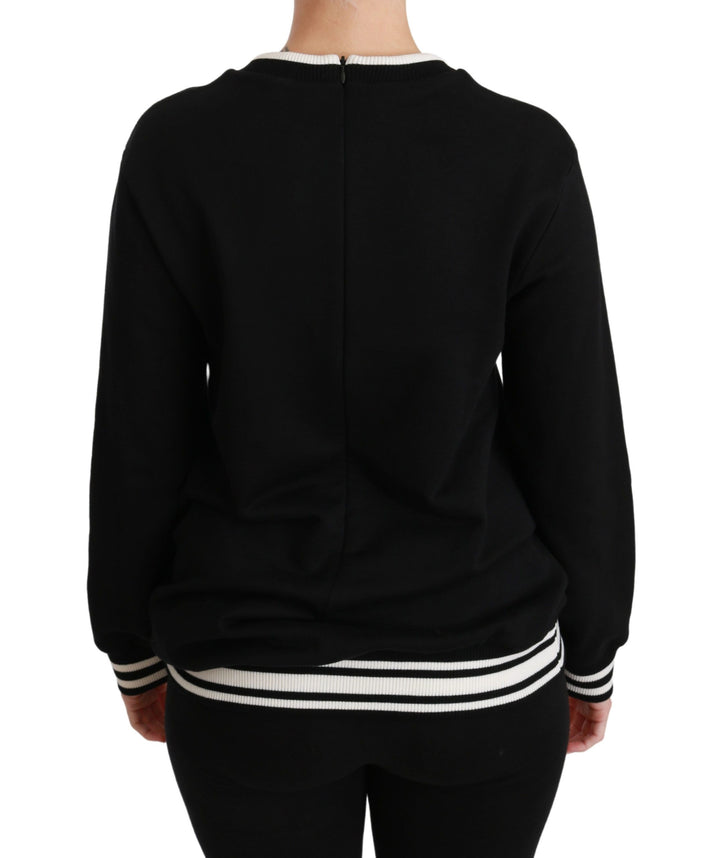 Chic black cotton sweater with sequins