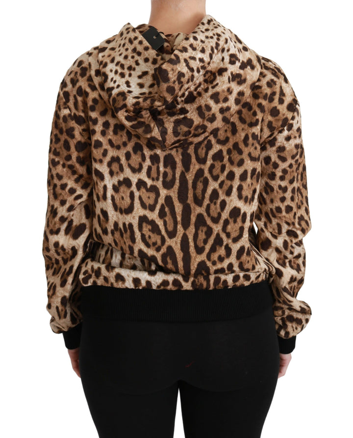 Brauner Ayers Leopard Pullover mit Kapuze und Nieten