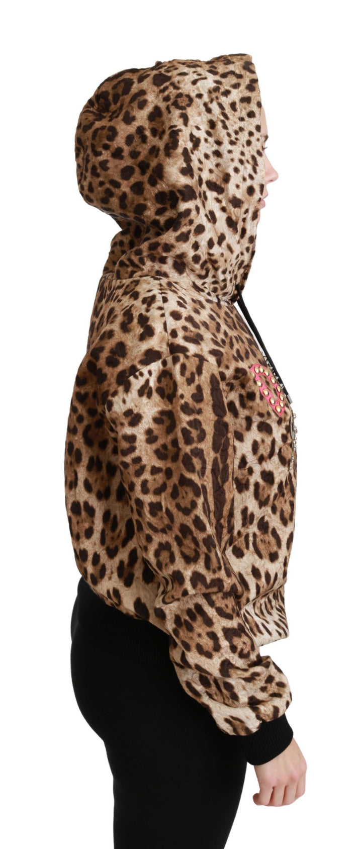 Brauner Ayers Leopard Pullover mit Kapuze und Nieten