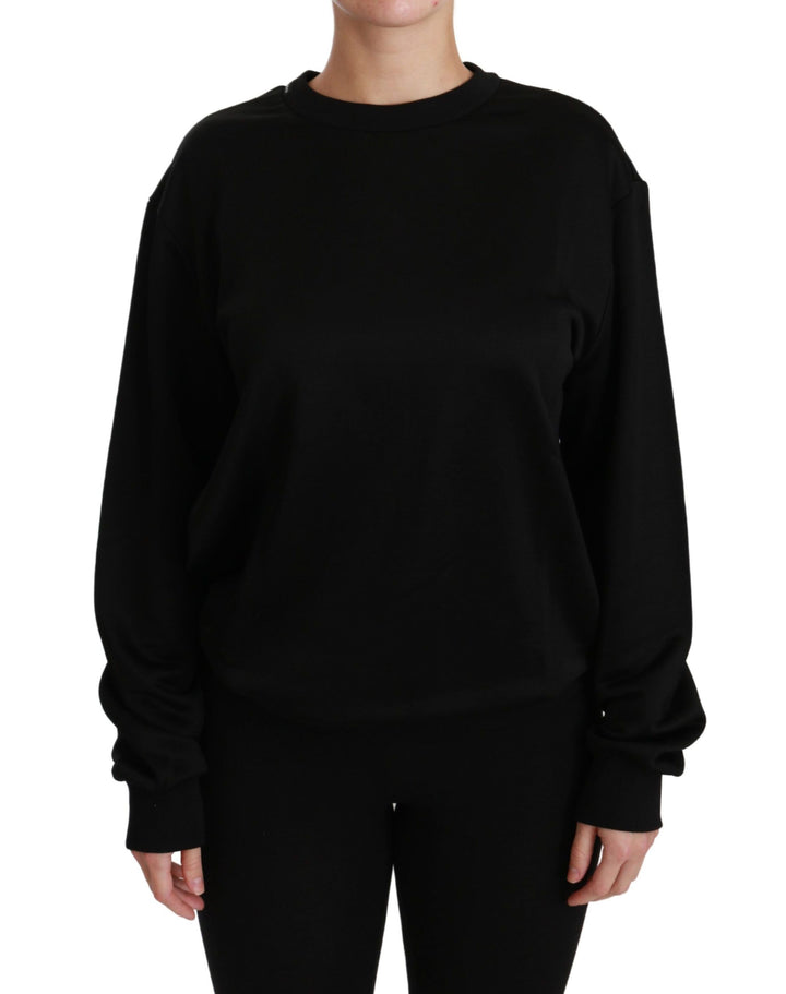 Elegant round-neck sweater made of black cotton